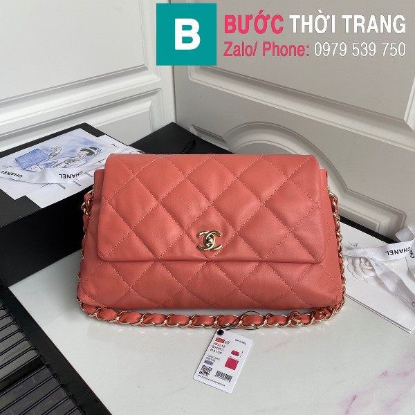 Túi xách Chanel Large Flap Bag siêu cấp da cừu màu hồng phấn size 31 cm - AS2316