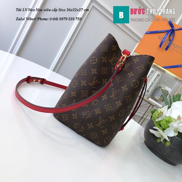 Túi xách LV Louis Vuitton Neo Noe siêu cấp dây màu đỏ size 26cm - M44021