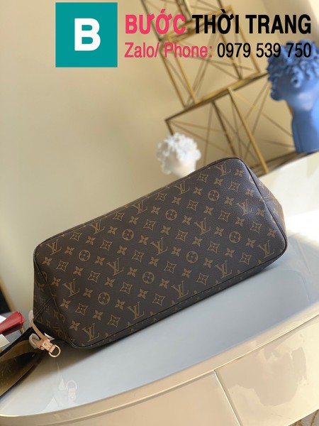 Túi xách LV Louis Vuitton Neverfull GM Tote Bag siêu cấp màu nâu họa tiết size 40cm - N411181