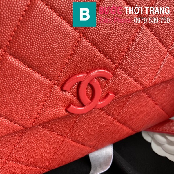 Túi xách Chanel Flap bag siêu cấp da bê màu đỏ size 16.5 cm - AS2303