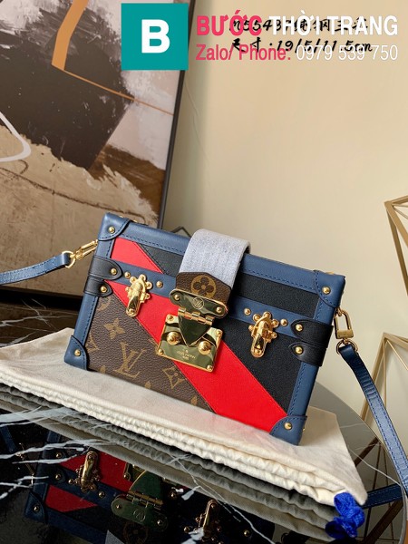 Túi xách LV Louis Vuitton Petite Malle siêu cấp Monogram sọc đỏ size 19cm - M55437