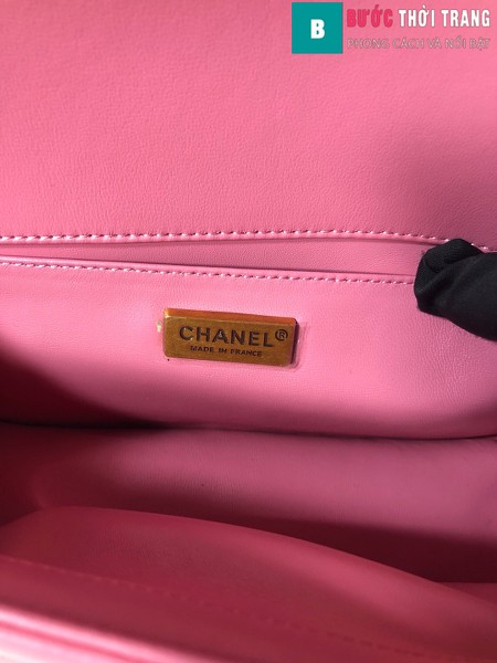 Túi xách Chanel boy siêu cấp da cá đuối màu hồng đậm size 25 cm - A67086