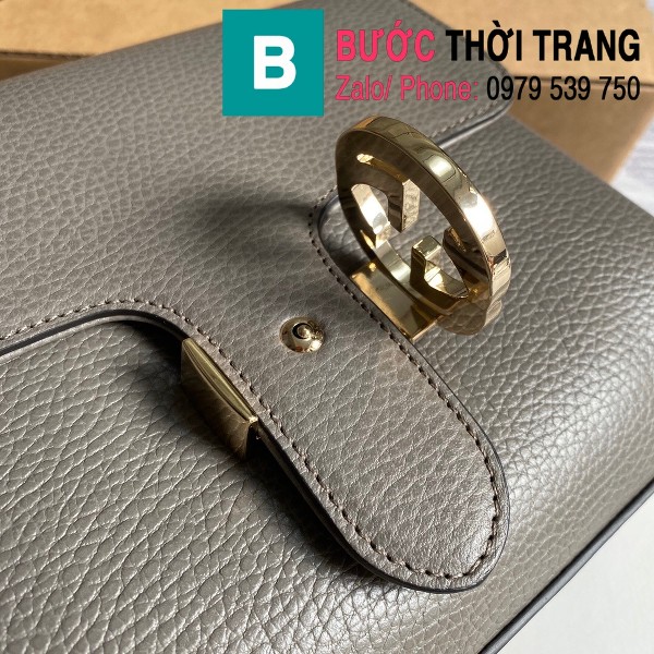 Túi xách Gucci Interlocking Leather Chain Crossbody Bag siêu cấp màu xám size 25cm - 510302
