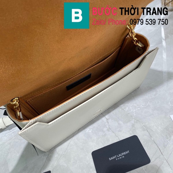 Túi đeo chéo YSL Saint Laurernt Book Bag siêu cấp da trơn màu trắng cùng màu size 24cm - 532756