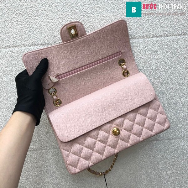 Túi xách Chanel Classic siêu cấp màu hồng size 25 cm - 1112