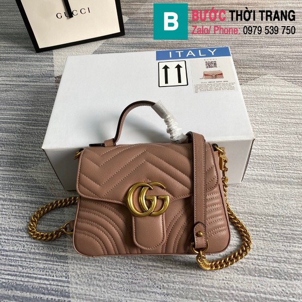 Túi xách Gucci Marmont mini top handle bag siêu cấp màu nude size 21 cm - 547260
