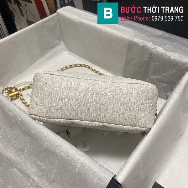 Túi đeo chéo Chanel siêu cấp da bê màu trắng size 18cm - AS2854 