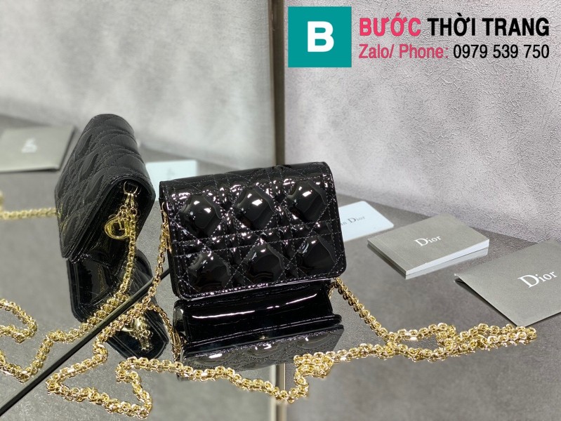 Túi xách Lady Dior Nano Pouck siêu cấp da bê màu đen size 13.5cm -D6401