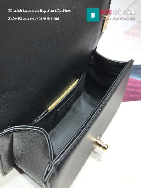 Túi Xách Chanel Boy siêu cấp có quai xách màu đen size 20cm - A67085