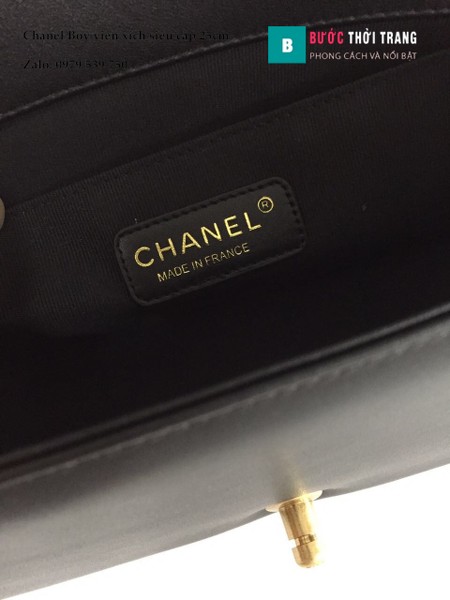 Túi Xách Chanel Boy Siêu Cấp Vân V màu đen 25cm - A67086