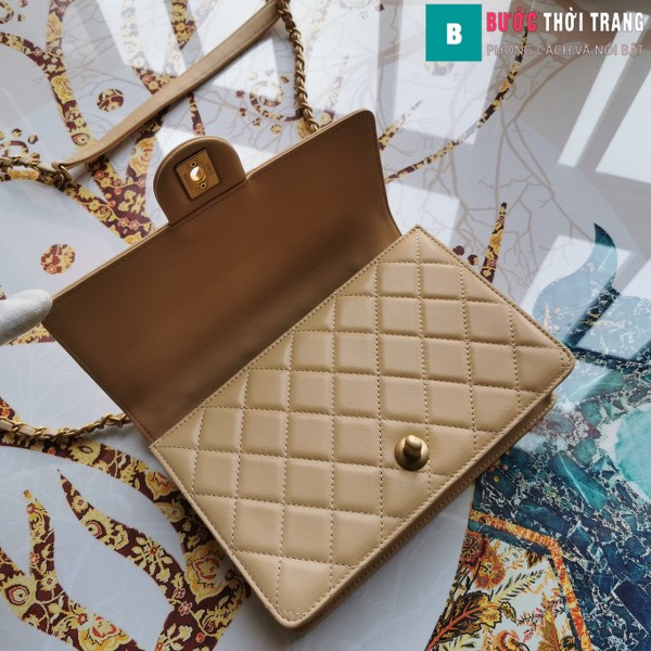 Túi xách Chanel Pearl chanin bag siêu cấp  màu da size 21 cm - S0585