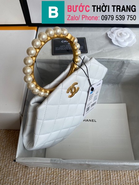 Túi xách Chanel clutch siêu cấp da cừu màu trắng size 30cm - AS2609 