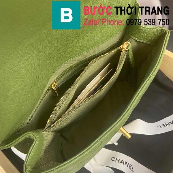 Túi nắp gập Chanel flap bag siêu cấp da bê màu xanh size 24cm - AS2764