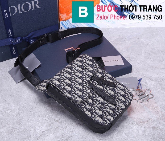 Túi đeo chéo Dior Oblique Bag siêu cấp vải casvan màu 1 size 16cm - CD93306