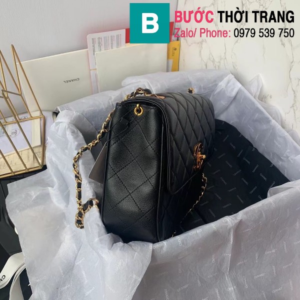 Túi đeo xách Chanel siêu cấp da bê màu đen size 25cm - AS2438