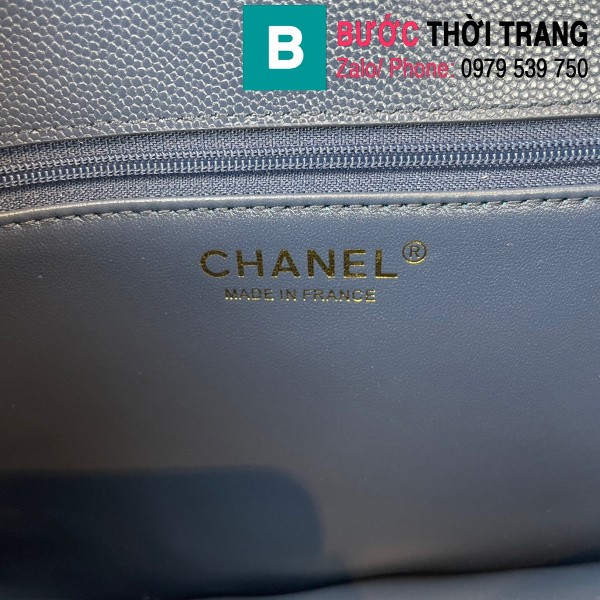 Túi đeo chéo Chanel siêu cấp da bê màu xanh đen size 30cm - AS2358 