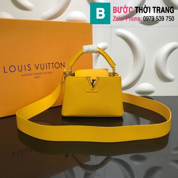 Túi xách Louis Vuitton Capucines Taurillon siêu cấp màu vàng size 21 cm - M55987