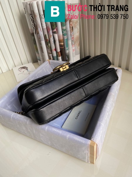 Túi xách Chanel Enamel CC Plap Bag siêu cấp da cừu màu đen size 26cm - 57276