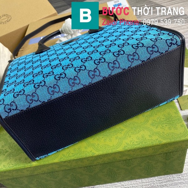 Túi xách Gucci small tote bag siêu cấp casvan màu xanh size 31cm - 659983