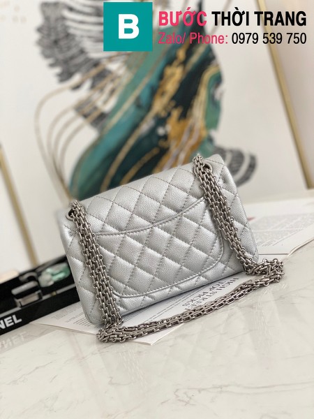 Túi xách Chanel Mini 2.55 Handbag siêu cấp da bê màu bạc size 20cm - AS0874