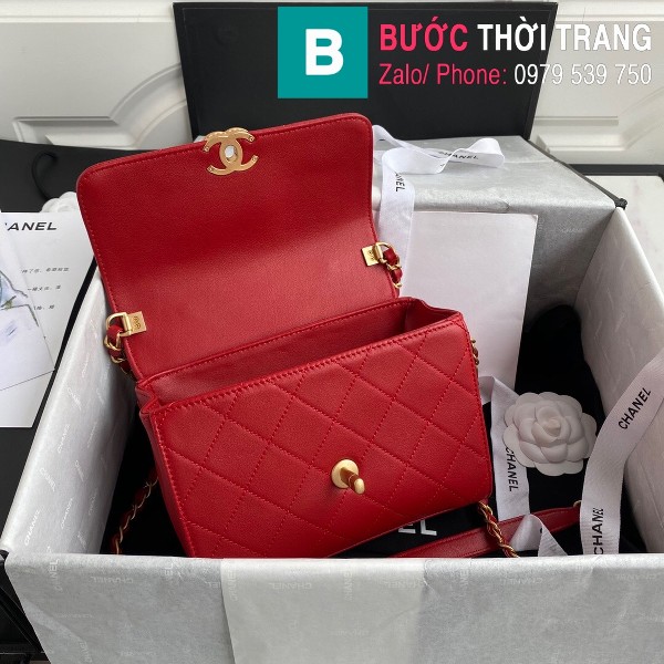 Túi xách Chanel 2020 Top Handle bag siêu cấp da bê màu đỏ size 20 cm - AS2059