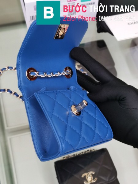 Túi xách Chanel Small Trendy CC siêu cấp da cừu màu xanh size 11 cm - A81633
