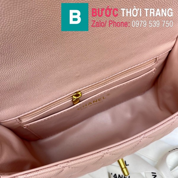 Túi xách Chanel Flap Bag siêu cấp da bê hạt màu hồng nhạt size 20cm - AS2431 