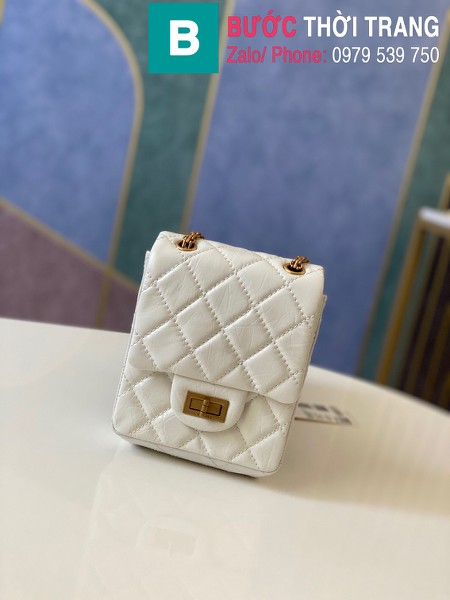 Túi xách Chanel Calfskinn2.55 Reissue Phone Bag siêu cấp da bê màu trắng size 17cm - AS1326