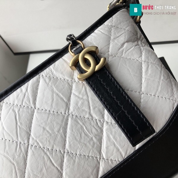 Túi xách Chanel Gabrielle small hobo bag siêu cấp màu trắng đen size 20cm - 91810