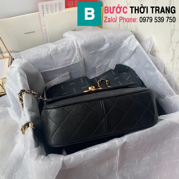 Túi đeo xách Chanel siêu cấp da bê màu đen size 25cm - AS2438