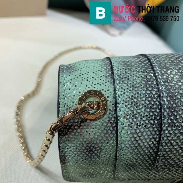 Túi xách Bvlgari Serpenti Porever crossbody bag siêu cấp da rắn màu xanh size 20cm - 34559 
