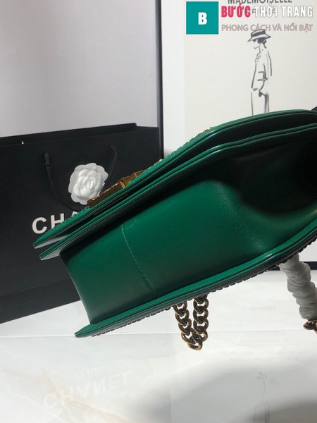 Túi xách Chanel boy siêu cấp da cá đuối màu xanh 2 size 25 cm - A67086