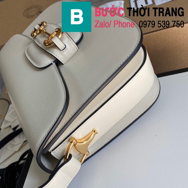 Túi xách Gucci Horsebit 1955 shoulder bag siêu cấp da bê màu trắng size 25cm - 602204 