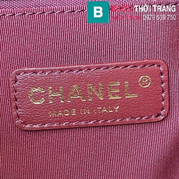 Túi xách Chanel bowling siêu cấp da bê cỡ nhỏ màu đỏ mận size 22.3cm - AS2749
