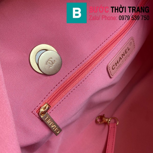 Túi xách Chanel Bowling bag siêu cấp da bê màu hồng size 38cm - AS2223