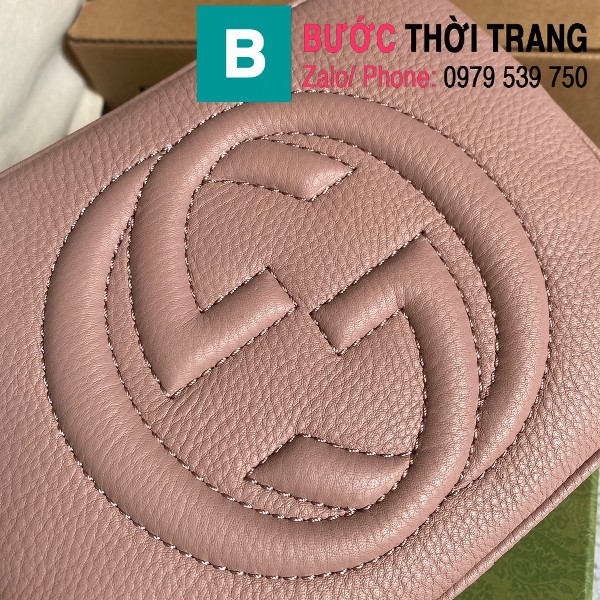 Túi xách Gucci Soho Small Leather Disco bag siêu cấp da bê màu hồng size 22cm - 308364
