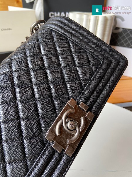 Túi xách Chanel boy siêu cấp màu đen size 25 cm - A67086