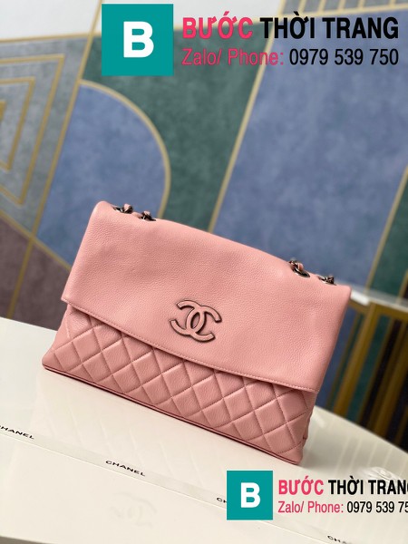 Túi đeo chéo Chanel Bag siêu cấp da cừu màu hồng size 32cm - 7095