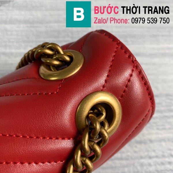 Túi xách Gucci Marmont matelassé mini bag siêu cấp màu đỏ size 22 cm - 446744