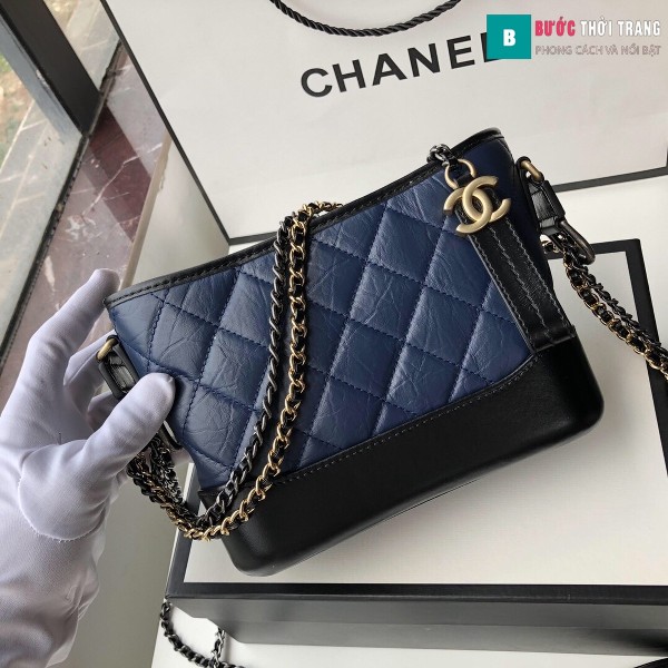 Túi xách Chanel Gabrielle small hobo bag siêu cấp màu xanh đen size 20cm - 91810