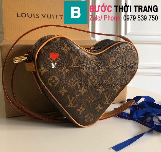 Túi xách Louis Vuitton Game on coeur siêu cấp trái tim màu nâu size 22 cm - M57456
