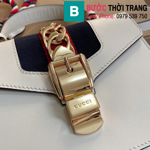 Túi xách Gucci Sylvie leather mini bag siêu cấp màu trắng size 20 cm - 470270 