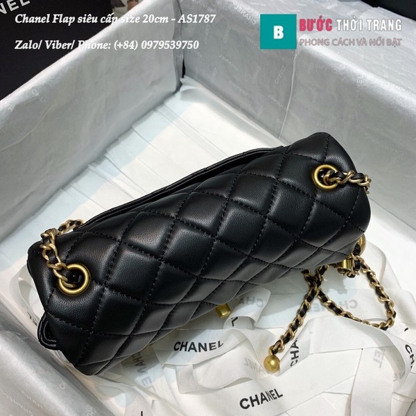 Túi Xách Chanel Flap Bag siêu cấp da cừu màu đen size 20cm - AS1787