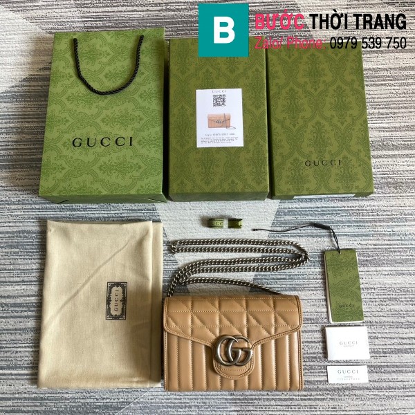 Túi xách Gucci Marmont Matelassé mini mẫu mới siêu cấp màu nude size 20cm - 474575 