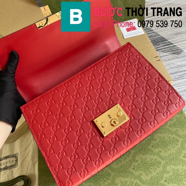 Túi xách Gucci Tian Padlock Shoulder bag siêu cấp màu đỏ size 30cm - 409486