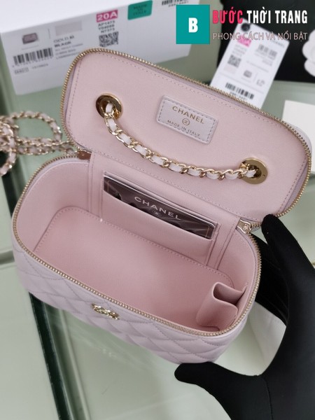 Túi xách Chanel Vanity bag with strap siêu cấp màu hồng nhạt size 16 cm - AP1472y