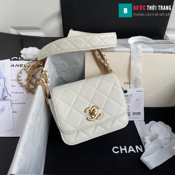 Túi xách Chanel Woke Classic Fap siêu cấp màu trắng da cừu size 15 cm - AS2052