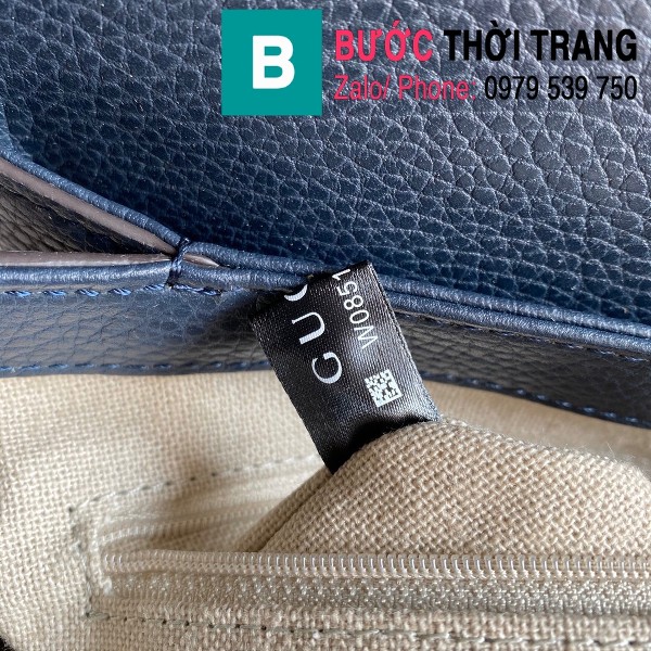 Túi xách Gucci Interlocking Leather Chain Crossbody Bag siêu cấp màu xanh đen size 25cm - 510302
