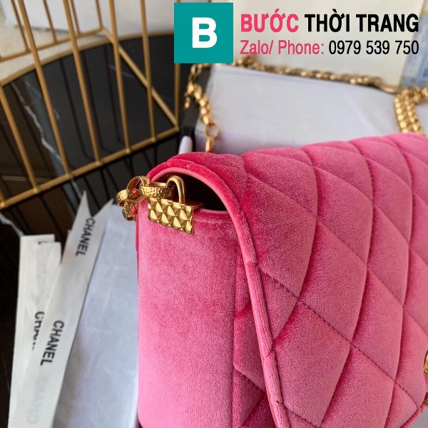 Túi xách Chanel Polding Bag siêu cấp màu hồng size 21 cm - AS2222