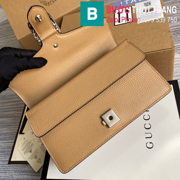 Túi xách Gucci Dionysus siêu cấp small da trơn khóa đầu rồng màu cà phê size 25 cm - 499623